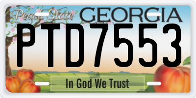 GA license plate PTD7553