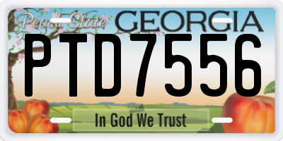 GA license plate PTD7556