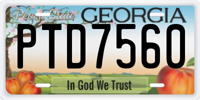 GA license plate PTD7560