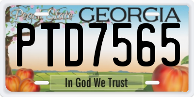 GA license plate PTD7565