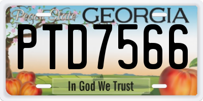 GA license plate PTD7566
