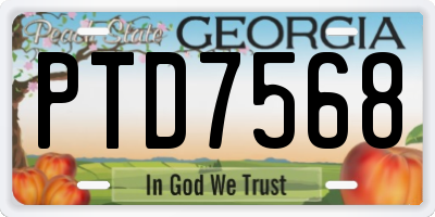 GA license plate PTD7568