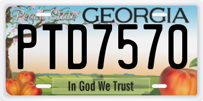 GA license plate PTD7570