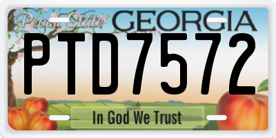 GA license plate PTD7572