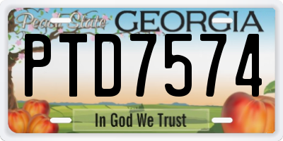 GA license plate PTD7574