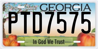 GA license plate PTD7575