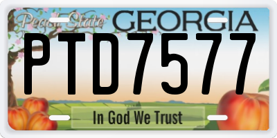 GA license plate PTD7577