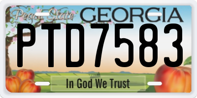 GA license plate PTD7583
