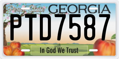 GA license plate PTD7587