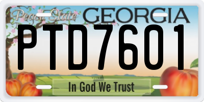 GA license plate PTD7601
