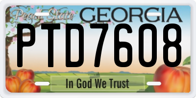 GA license plate PTD7608