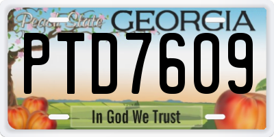 GA license plate PTD7609