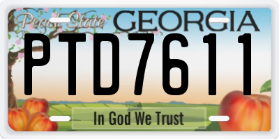 GA license plate PTD7611