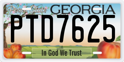 GA license plate PTD7625