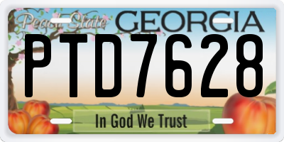 GA license plate PTD7628