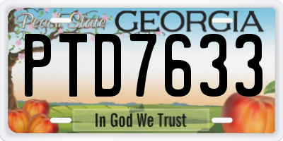 GA license plate PTD7633