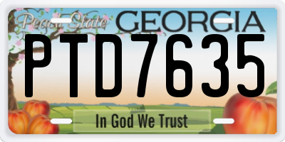 GA license plate PTD7635