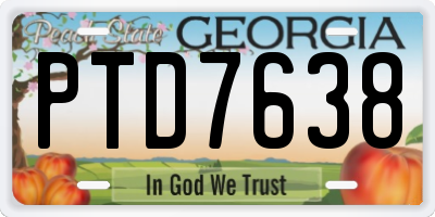 GA license plate PTD7638
