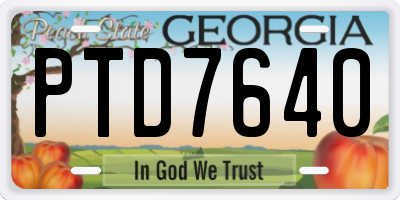 GA license plate PTD7640