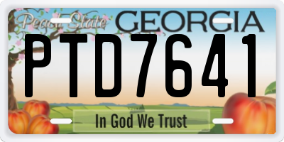 GA license plate PTD7641