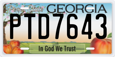 GA license plate PTD7643