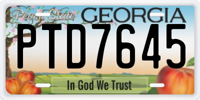 GA license plate PTD7645
