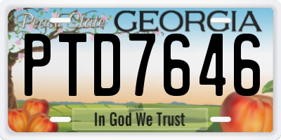 GA license plate PTD7646