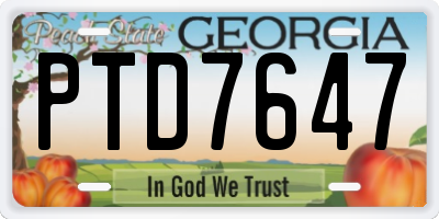 GA license plate PTD7647