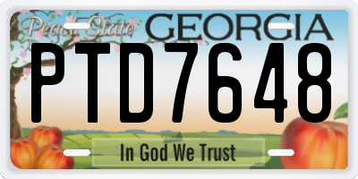 GA license plate PTD7648