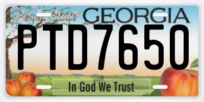 GA license plate PTD7650