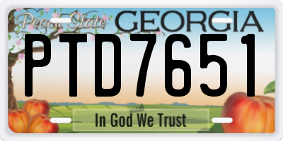 GA license plate PTD7651