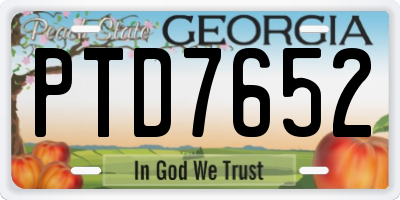 GA license plate PTD7652