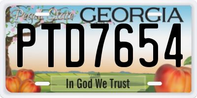GA license plate PTD7654
