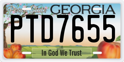 GA license plate PTD7655