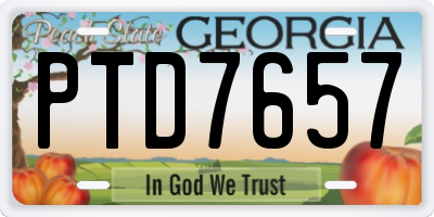 GA license plate PTD7657