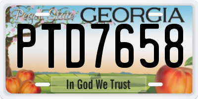 GA license plate PTD7658
