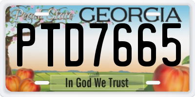 GA license plate PTD7665