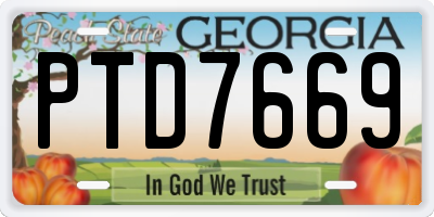 GA license plate PTD7669