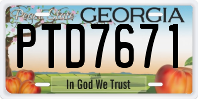 GA license plate PTD7671