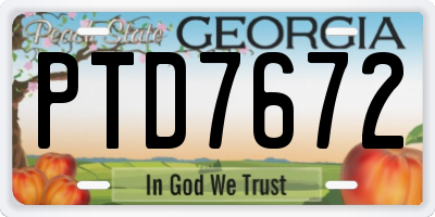 GA license plate PTD7672