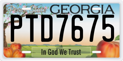 GA license plate PTD7675