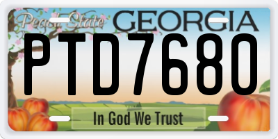 GA license plate PTD7680