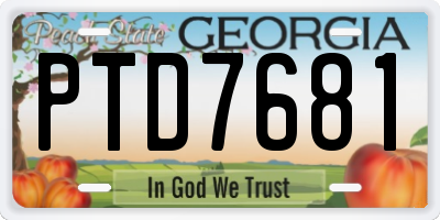 GA license plate PTD7681