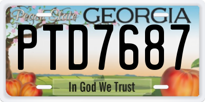 GA license plate PTD7687