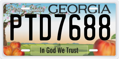 GA license plate PTD7688