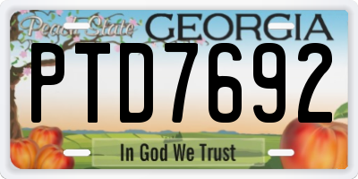 GA license plate PTD7692