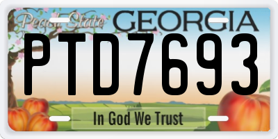 GA license plate PTD7693