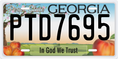 GA license plate PTD7695