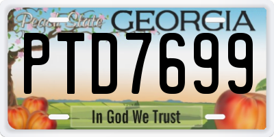GA license plate PTD7699