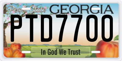 GA license plate PTD7700
